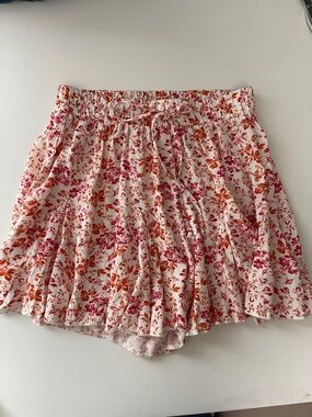 Francesca's Collections White shorts with Pink & Orange Floral Print